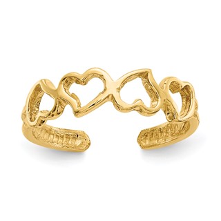 14K Open Hearts Toe Ring