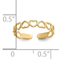 14K Yellow Gold Open Hearts Toe Ring view 5
