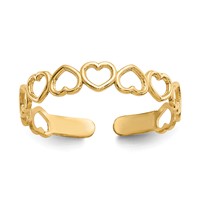 14K Yellow Gold Open Hearts Toe Ring view 1