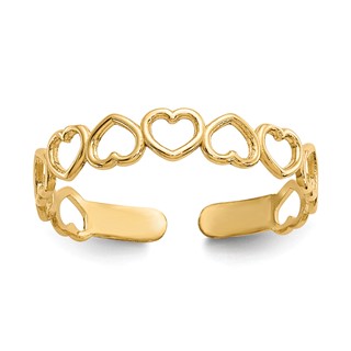 Gold Polished Heart Toe Ring