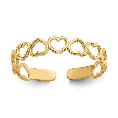 14K Open Hearts Toe Ring