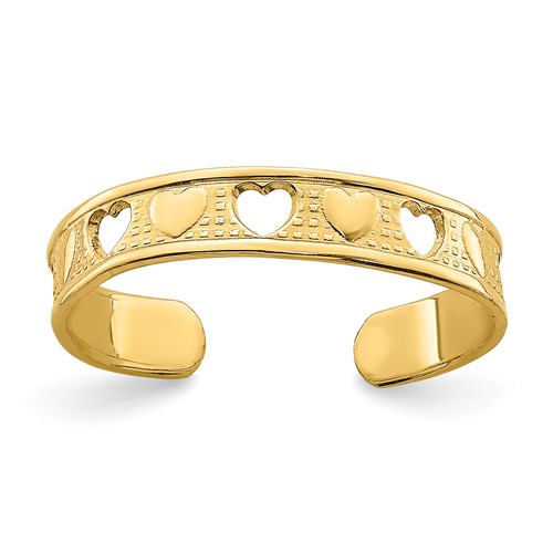 14K Yellow Gold Heart Design Toe Ring