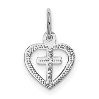 14K White Gold Small Cross in Heart Charm view 3