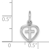14K White Gold Small Cross in Heart Charm view 4