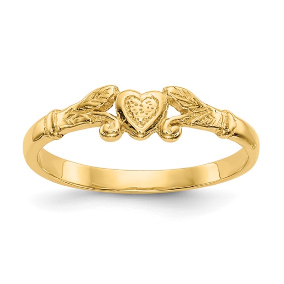 Gold Polished Heart Children's Rings