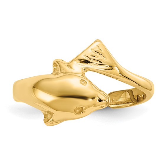 Gold Polished Dolphin Toe Rings