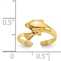 14K Yellow Gold Dolphin Toe Ring view 3