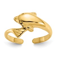 14K Yellow Gold Dolphin Toe Ring view 1