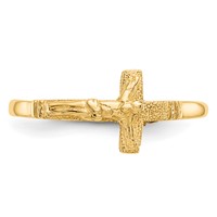 14K Yellow Gold Satin Finish Crucifix Ring - Size 3.5 view 5