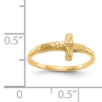 14K Yellow Gold Satin Finish Crucifix Ring - Size 3.5 view 3