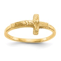 14K Yellow Gold Satin Finish Crucifix Ring - Size 3.5 view 1