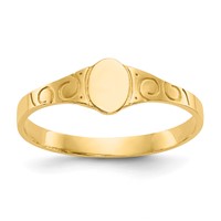 14K Yellow Gold Polished 4.0x 5.0mm Closed Back Oval Signet Ring view 1