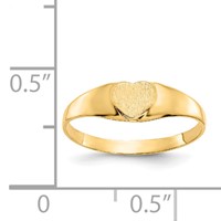 14K Satin 5.0x5.0mm Closed Back Size 3 Heart Signet Ring view 3