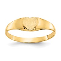 14K Satin 5.0x5.0mm Closed Back Size 3 Heart Signet Ring view 1