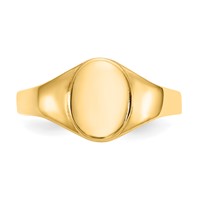 14K Yellow Gold 5.0x 6.5mm Closed Back Oval Signet Ring view 5