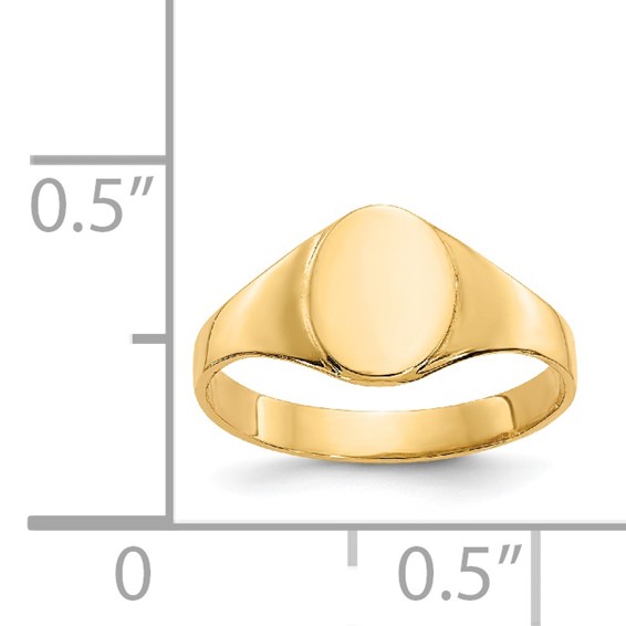 14k 5.0x6.5mm Closed Back Size 1 Baby Oval Signet Ring