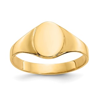 14k 5.0x6.5mm Closed Back Size 1 Baby Oval Signet Ring