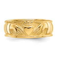 14K Yellow Gold Ladies Polished Claddagh Band view 5