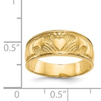 14K Yellow Gold Ladies Polished Claddagh Band view 3