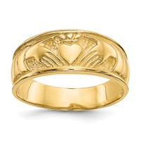 14K Yellow Gold Ladies Polished Claddagh Band view 1