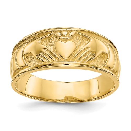 14K Yellow Gold Ladies Polished Claddagh Band