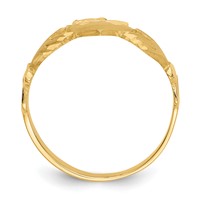14K Yellow Gold Mens Satin Diamond-cut Claddagh Ring view 2