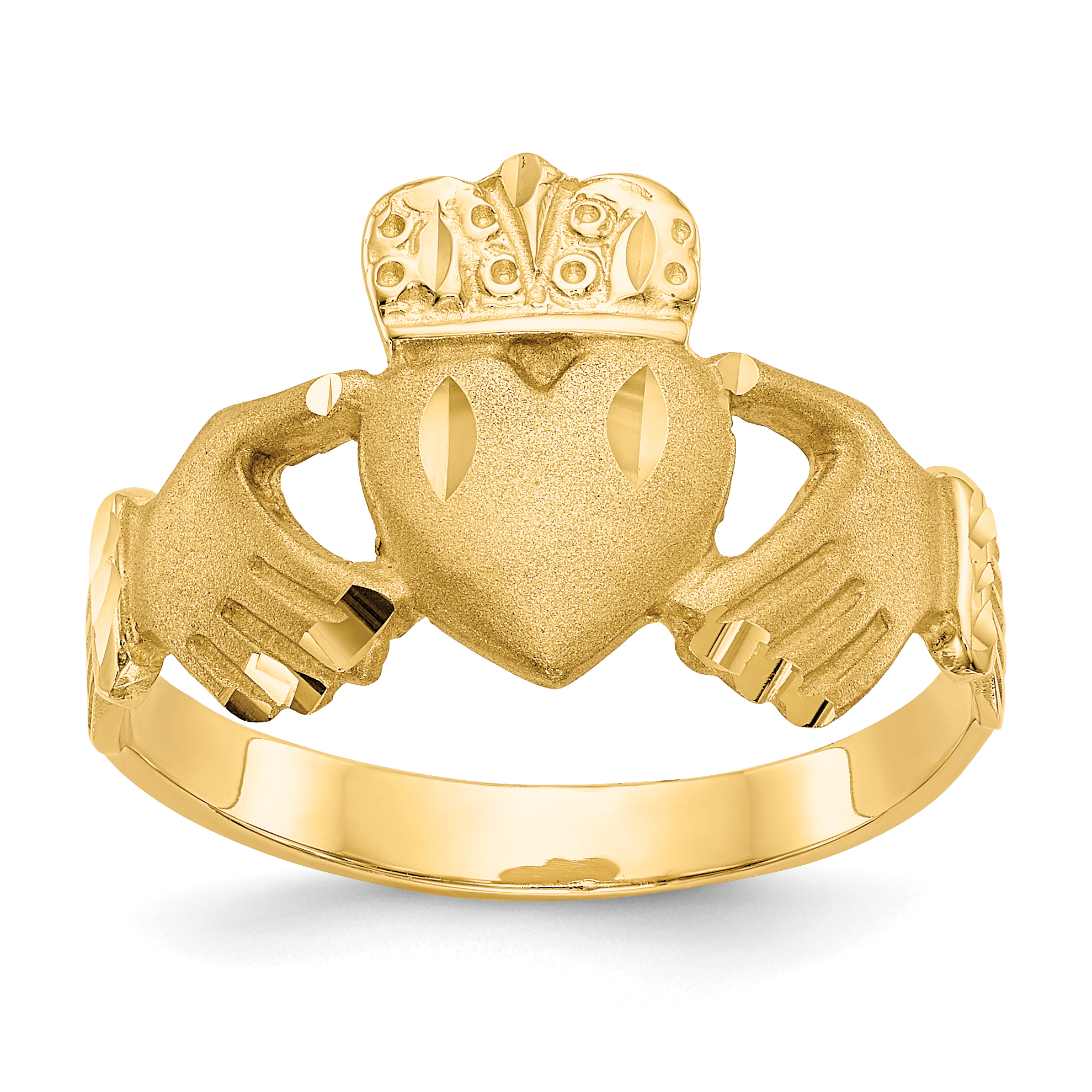 14K Diamond-cut Claddagh Ring (K3856)