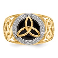 14K and White Rhodium Onyx Diamond Trinity Knot Ring view 5