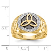 14K and White Rhodium Onyx Diamond Trinity Knot Ring view 3