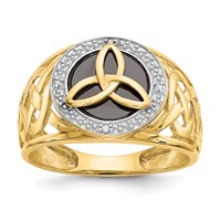 14K and White Rhodium Onyx Diamond Trinity Knot Ring view 1