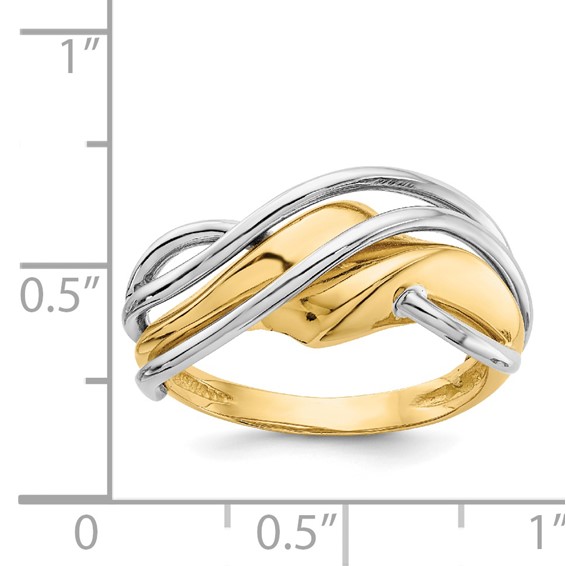 14k Two-tone Wave Ring