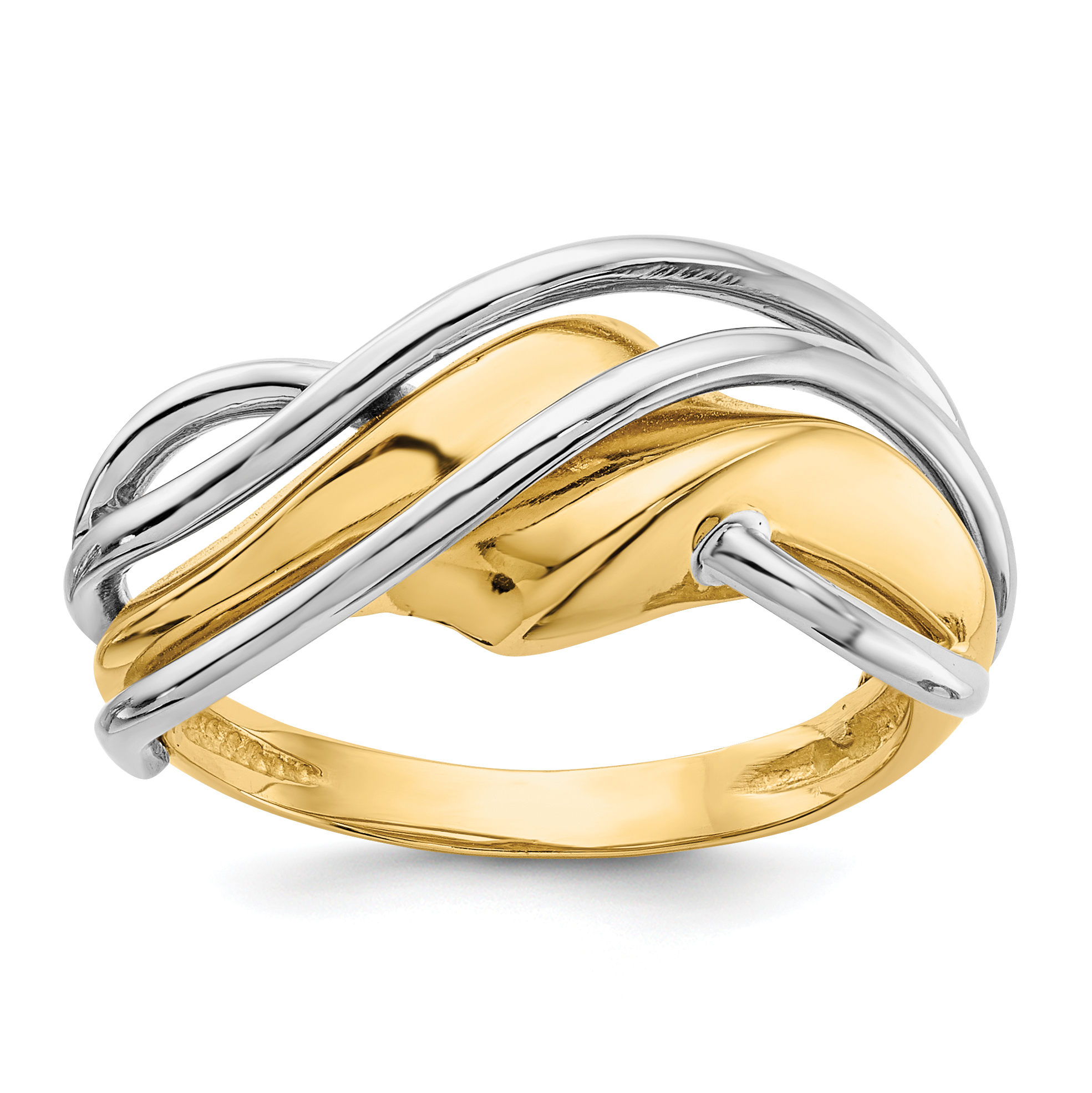 14k Two-tone Wave Ring (K3859)