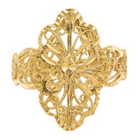 14K Yellow Gold Diamond-cut Filigree Ring view 5