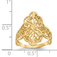 14K Yellow Gold Diamond-cut Filigree Ring view 3
