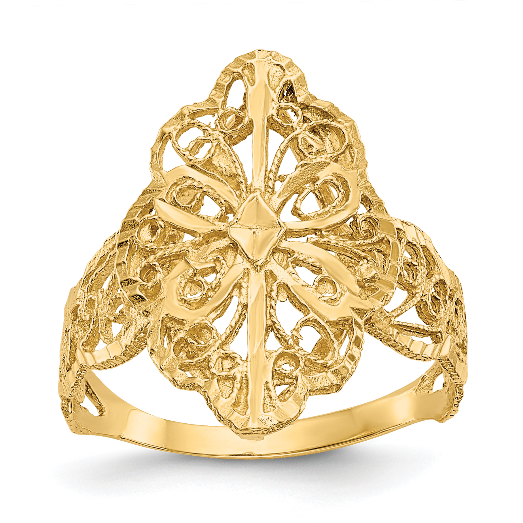 14K Diamond Cut Filigree Ring (K3880)