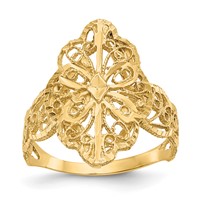 14K Yellow Gold Diamond-cut Filigree Ring view 1