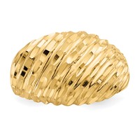 14K Yellow Gold Diamond-cut Dome Ring view 5