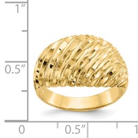 14K Yellow Gold Diamond-cut Dome Ring view 3