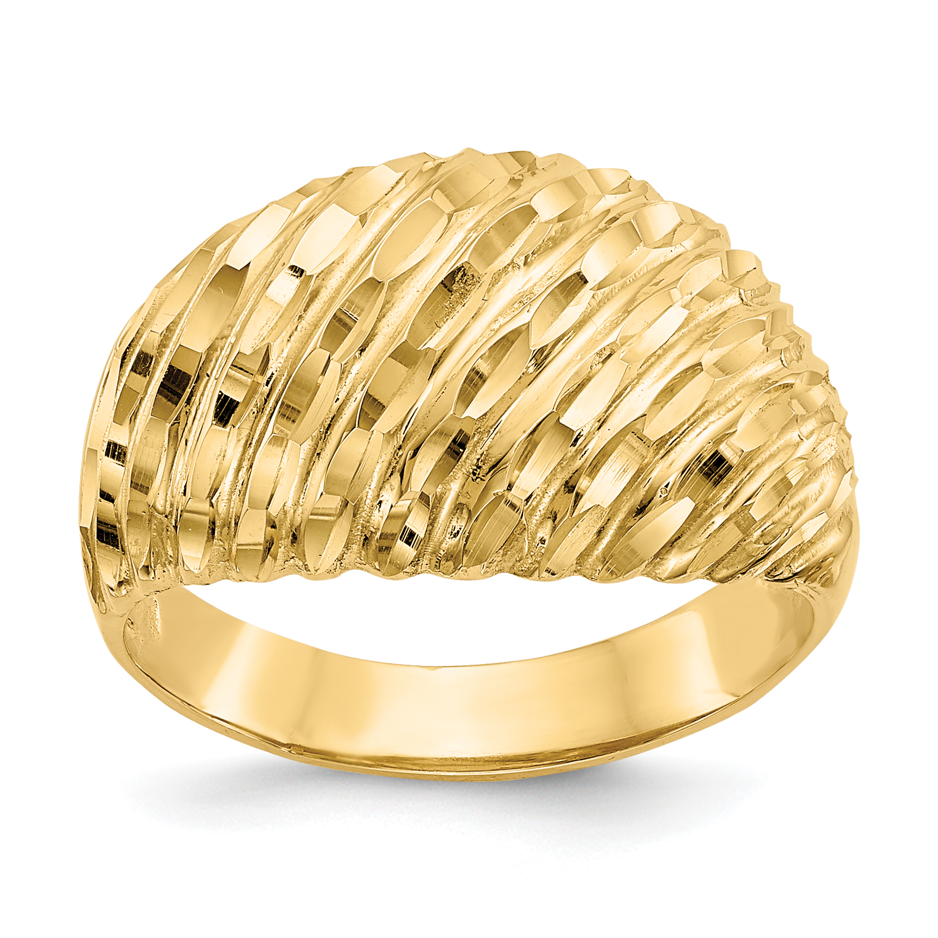 14K Diamond-cut Domed Ring (K3881)