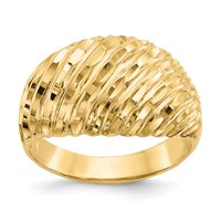 14K Yellow Gold Diamond-cut Dome Ring view 1