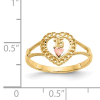 14K Two-tone Quinceanera Heart Ring, 15" view 3