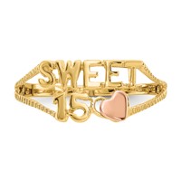 14K Two-tone Quinceanera Sweet 15 Heart Ring view 5