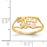 14K Two-tone Quinceanera Sweet 15 Heart Ring view 3