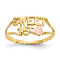 14K Two-tone Quinceanera Sweet 15 Heart Ring view 1