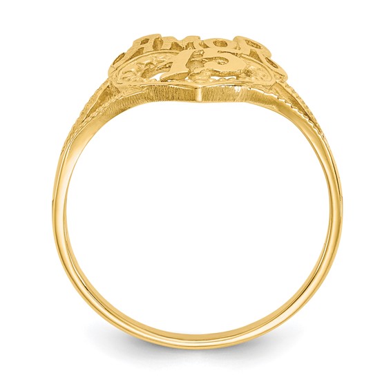 14K Quinceanera AMOR 15 Heart Ring