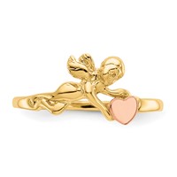 14K Two-tone Angel and Satin Heart Ring view 5