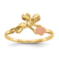 14K Two-tone Angel and Satin Heart Ring view 1