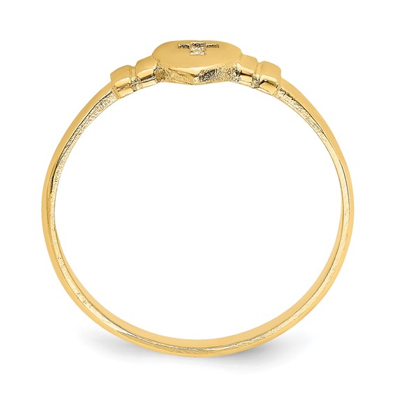 14k Heart with Cut-Out Cross Ring