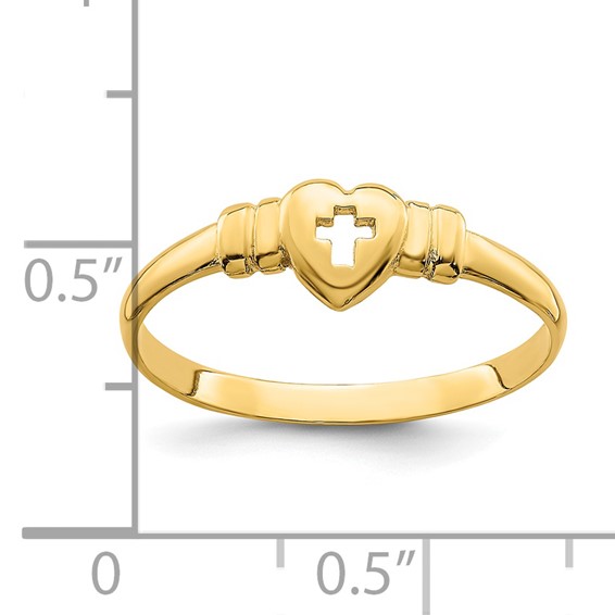 14k Heart with Cut-Out Cross Ring