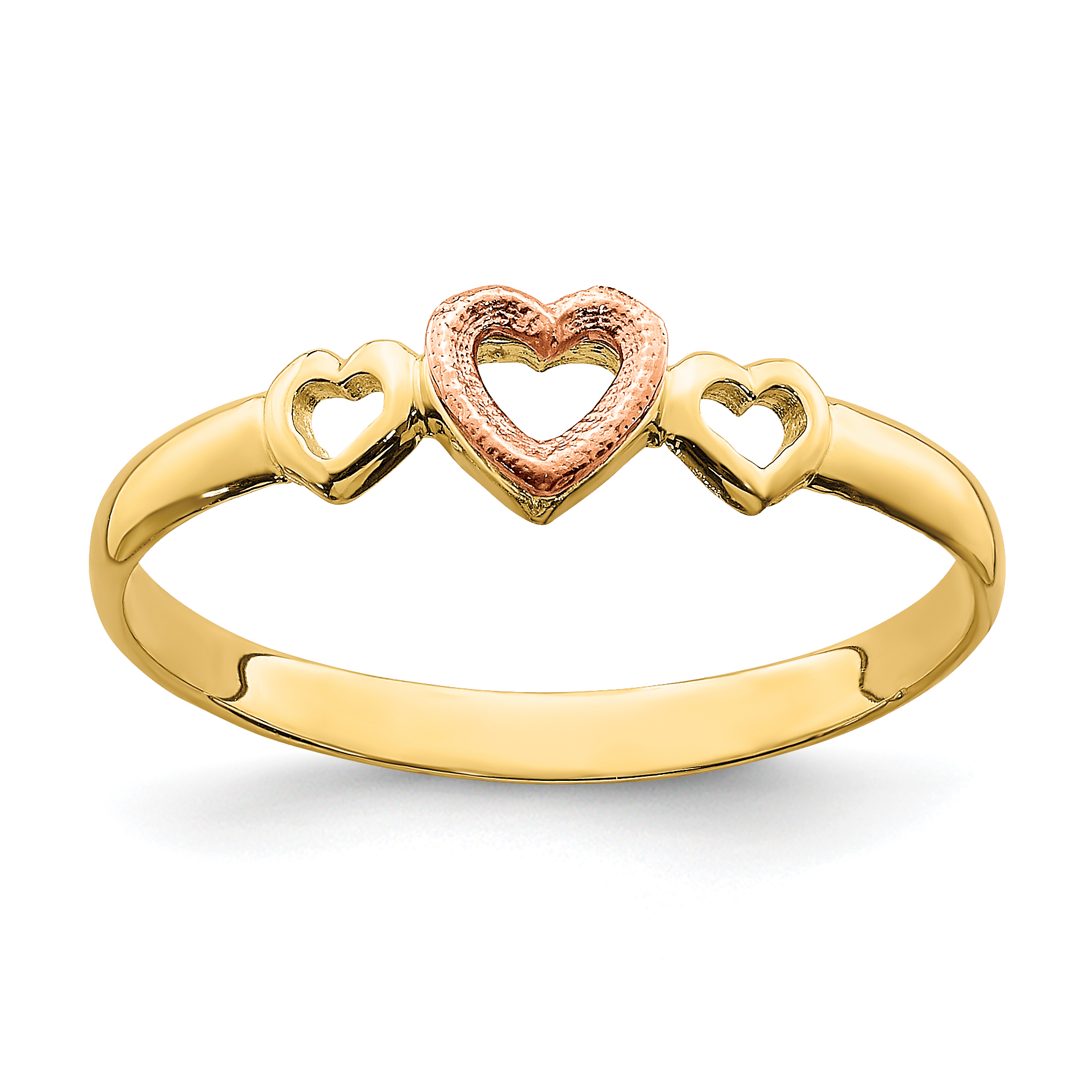 14k Rose and Yellow Gold Hearts Ring (K3899)